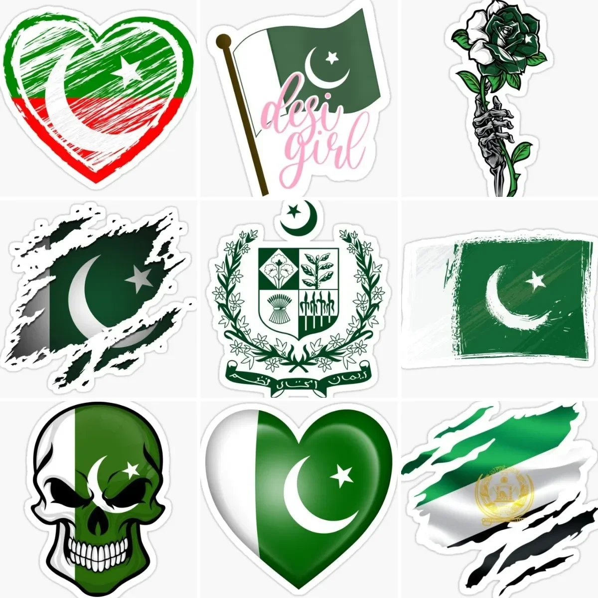 

Pakistan Flag Emblem Skull Tearing Creative Stickers Motorcycle Car Laptop Helmet Window Truck Bicycle Wall PVC Decal Assecories