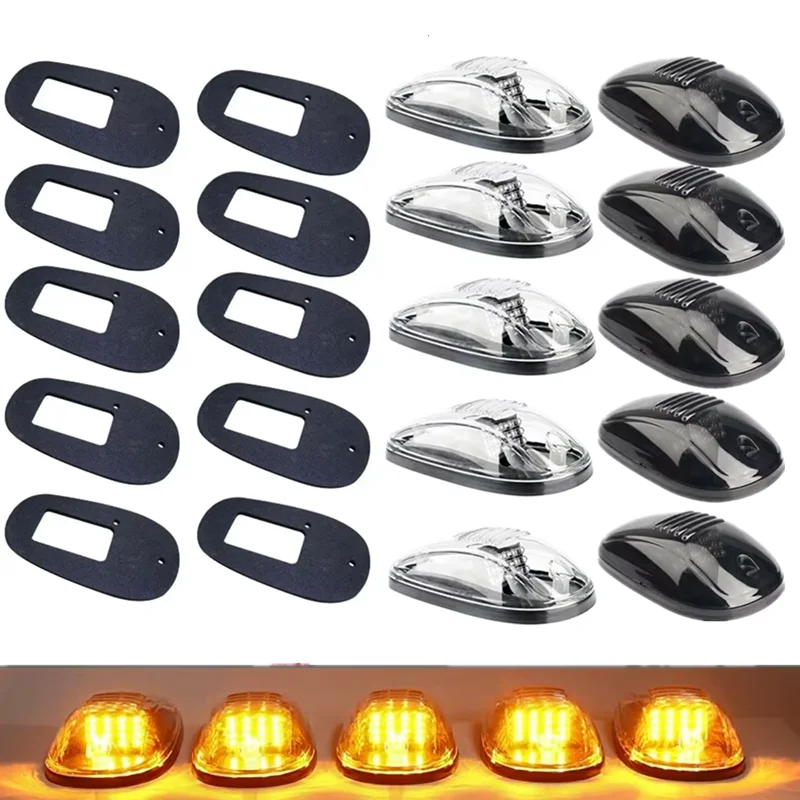 

5PCS Truck Cab Marker Lights Car Roof Running Lights Amber White LED Universal SUV Trailer Top Marker Lamp Truck Lamp