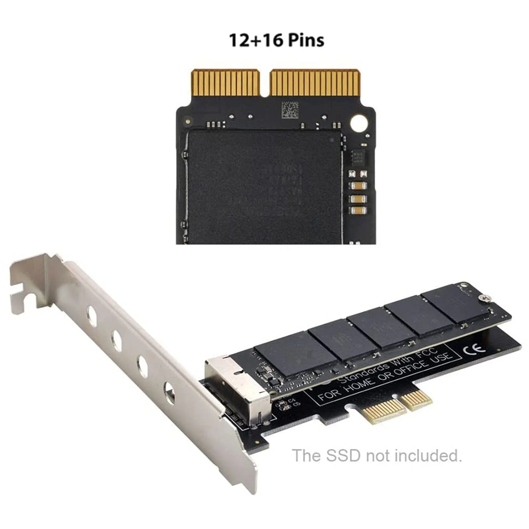 SMIEA PCI Express การ์ด PCI-E 1X ถึง 12 + 16 Pin สําหรับ 2013-2017 Mac Pro Air SSD การ์ดแปลง