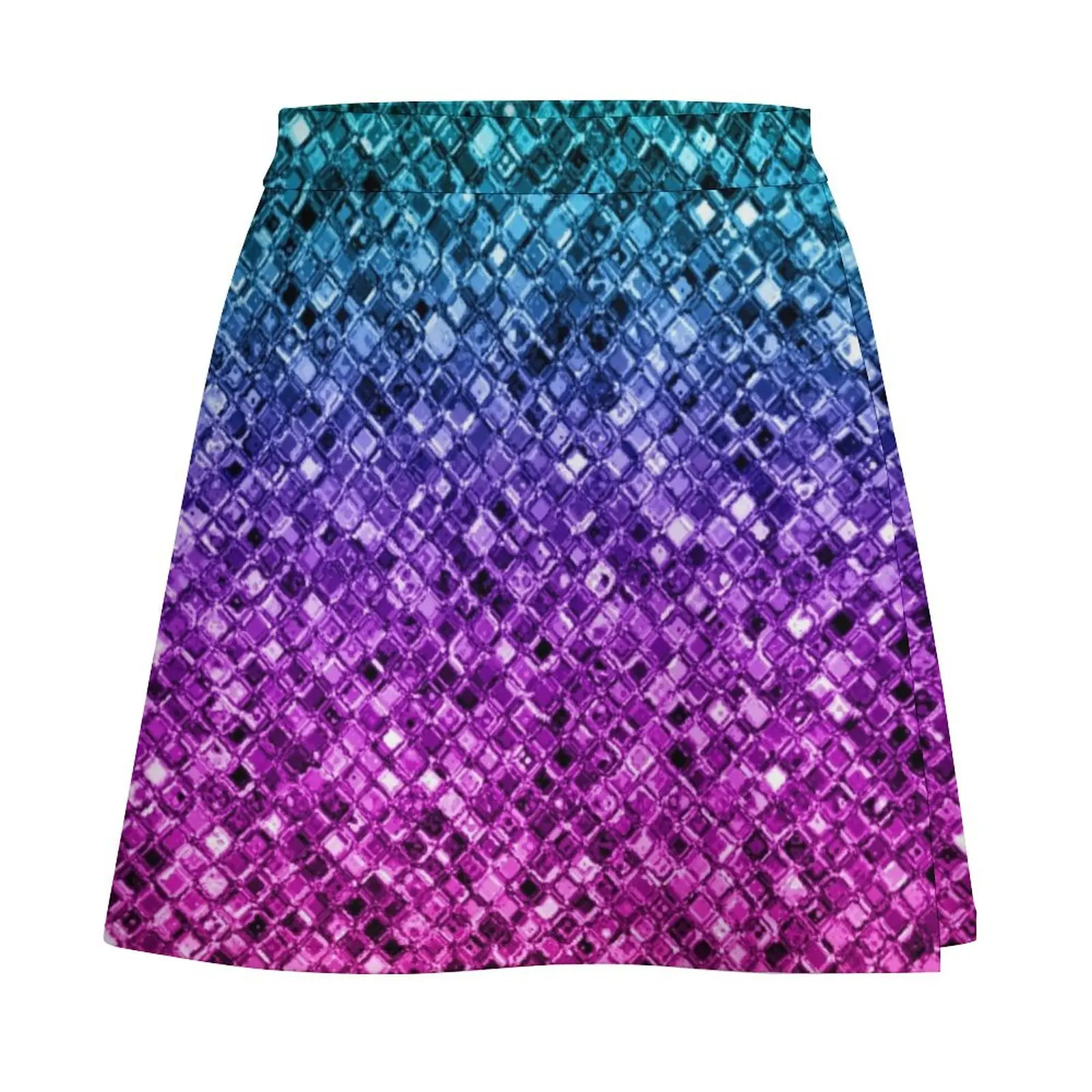 Teal Purple Pink Gradient Faux Sparkly Sequins Mini Skirt kpop luksusowe suknie wieczorowe 2025 spódnice dla kobiet 2025 Mini spódniczka