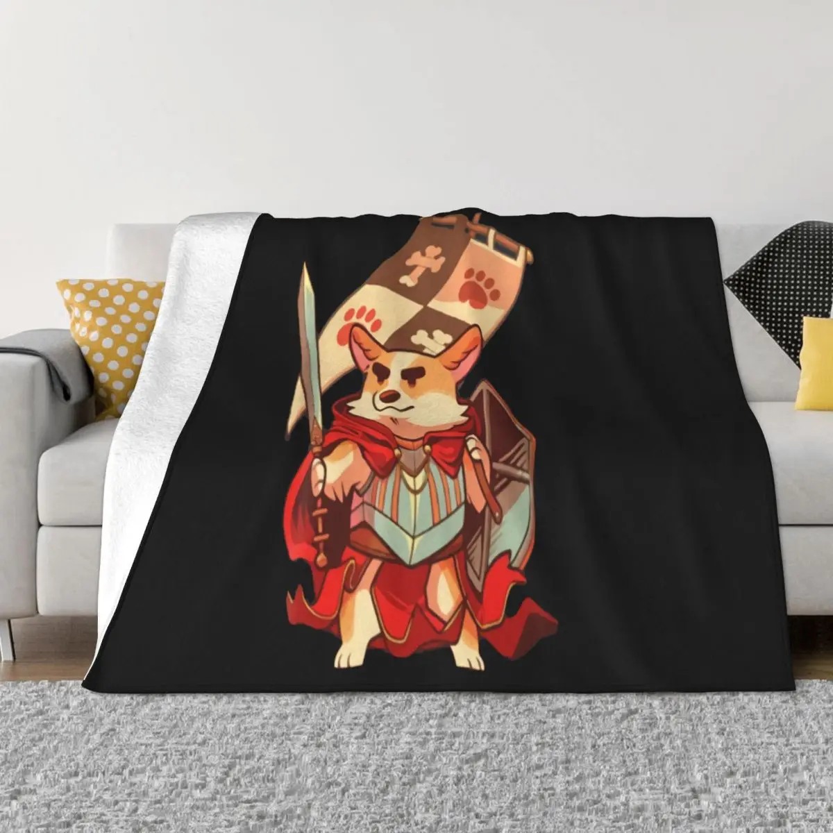 Corgi Knight Corgi Dog Dogs Puppy Knight Yellow Red Cute Animal Boy Classic Gift Teenage Throw Blanket