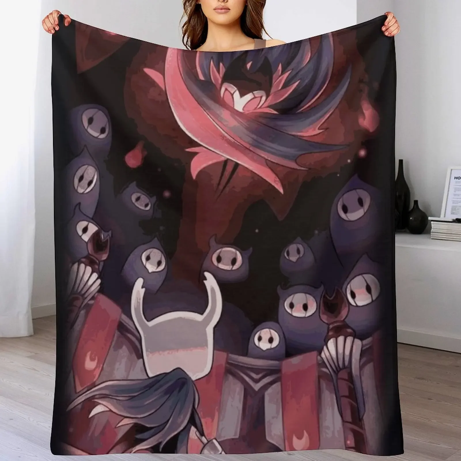 

Hollow Knight - The Knight Facing Master Grimm Throw Blanket Travel Blankets Sofas Of Decoration Plush Blankets