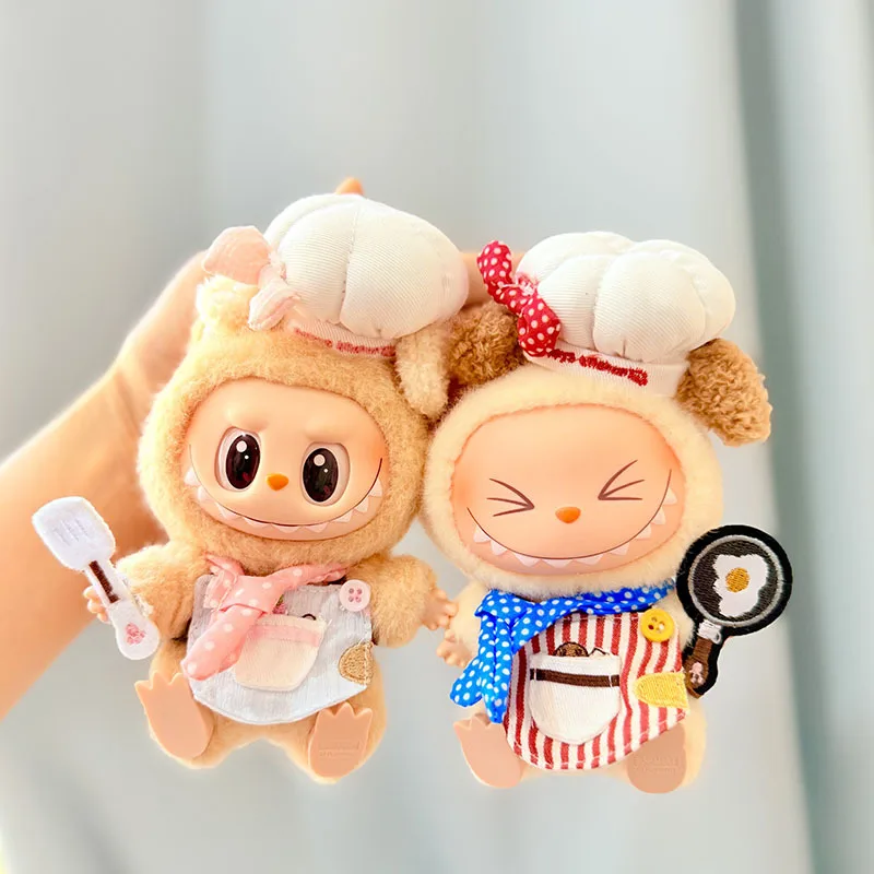17cm Mini Plush Doll'S Clothes Outfit Accessories For Korea Kpop Exo Labubu Idol Pink Chef Fried Egg Cute Baby Clothing Gift