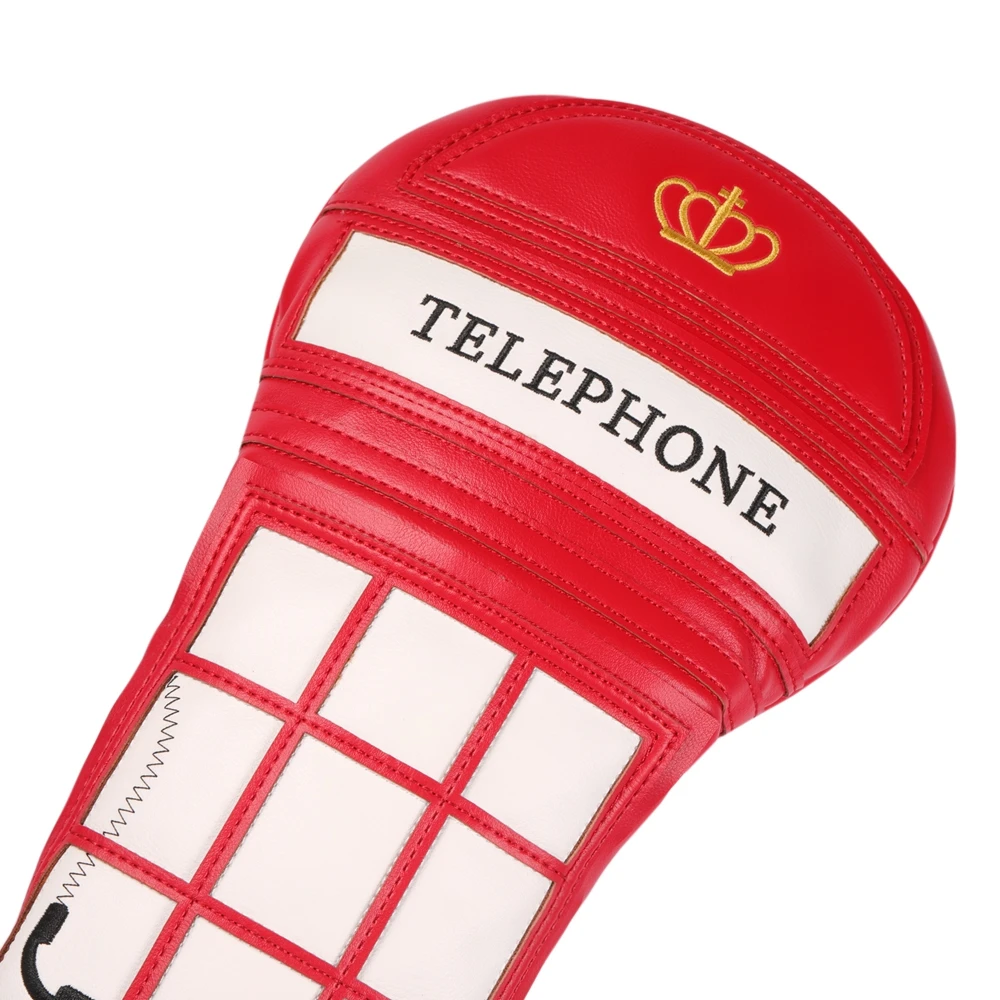 Telephone Booth Design Leather Patch Golf Headcover for 460CC Driver Cover image 6