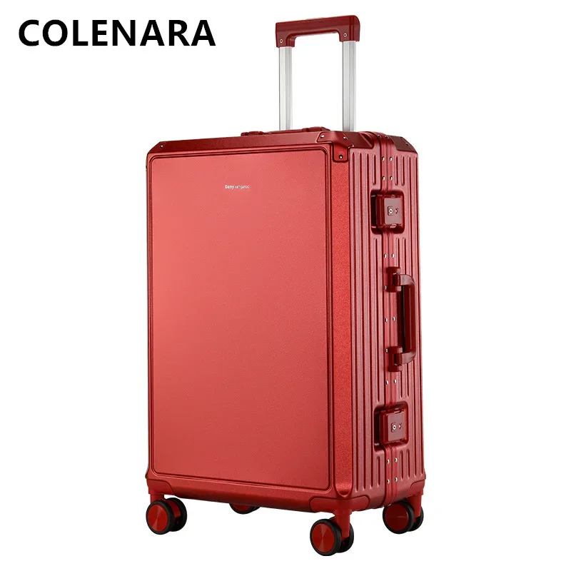 Colenara Cabine Bagage Aluminium Frame Trolley Case Abs + Pc Boarding Case 20 "22" 24 "26 Inch Universele Wiel Rollende Koffer