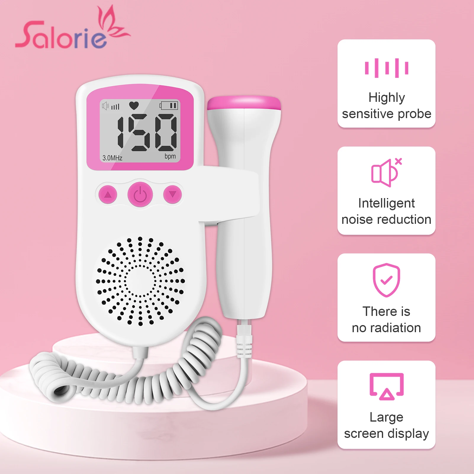3mhz lcd fetal doppler bebê pré-natal detector de freqüência cardíaca casa sonar doppler estetoscópio grávida casa mulheres monitor fetal