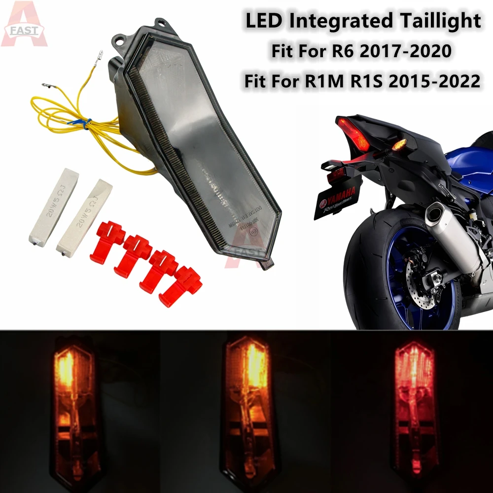 For YAMAHA YZF R1 R6 R1M Motorcycle Led Integrated Taillight Tail Brake Turn Signals Light YZF-R6 R1S 2015-2022 2019 2020 2021