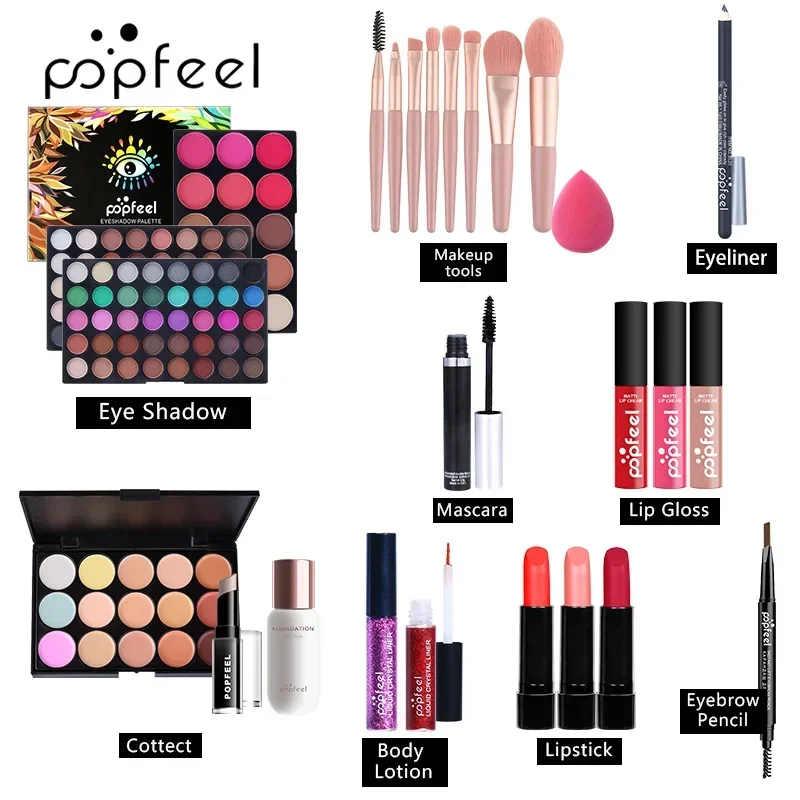 Ensemble de maquillage ChlorSet, fard à barrage, rouge à lèvres, crayon pour les yeux, eye-liner, correcteur, mascara, fond de teint, pinceau isolant, cosmétiques coréens