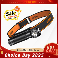 2025 SUPERFIRE TH04 Headlamp Type C Rechargeable Headlight Led Head Flashlight with Battery Indicator Magnet Tail Outdoor Light