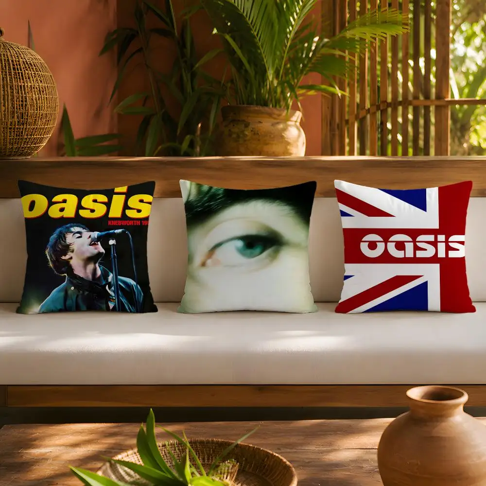 Britpop Band O-Oasis Cushion Cover 1pc Square Plush Pillow Cover Soft Fuzzy Removable Washable Sofa Bed Bedroom Decor