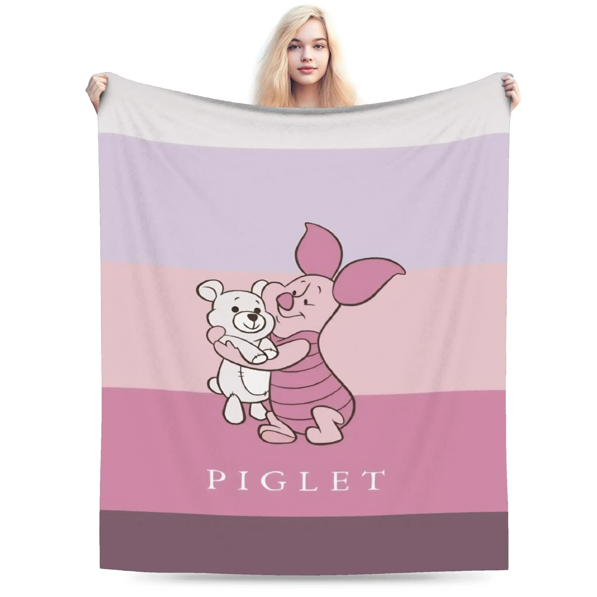 

Winnie the Pooh Piglet Blanket Fleece Spring Autumn Multi-function Super Warm Throw Blanket for Sofa Office Plush Thin Quilt