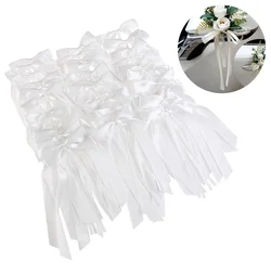 White Ribbon Bows for Decoration, Wedding Car Decoration, Gift Wrap Satin Ribbon Bows, Birthday Party Chairs Decorations, 50 PCs