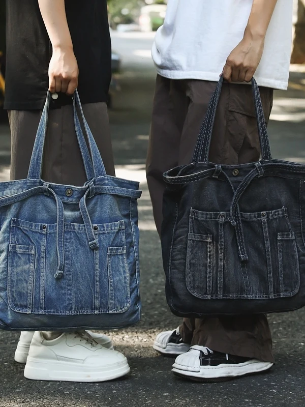 

Red Heron American Retro Embroidered Denim Large Capaci Women's Crossbody Bag Simple Commuting High Street Cool Trendy