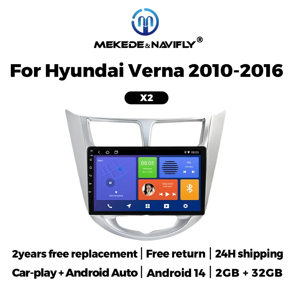 

Android 14 Car Radio for Hyundai Solaris Verna Accent 1 2010 2011 2012 2013 -2016 Carplay Auto Multimedia Player 2 Din Stereo FM