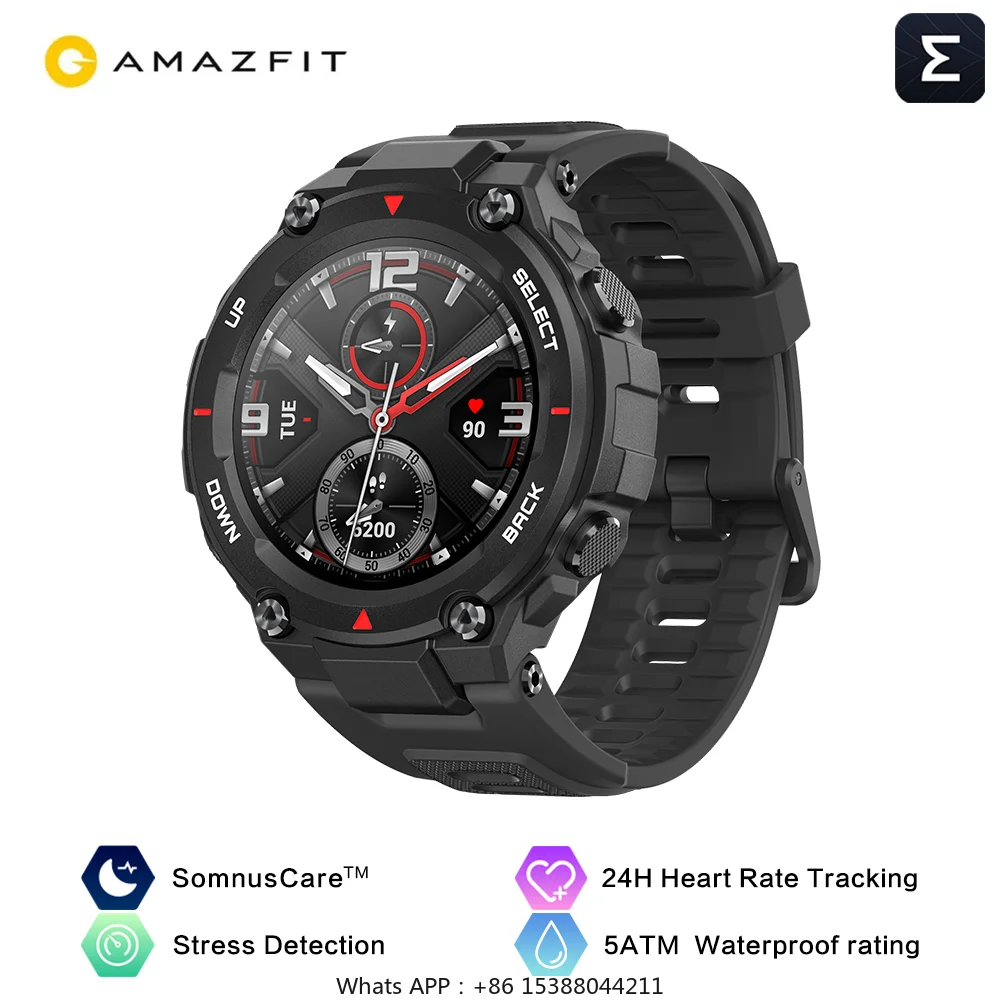 Refurbished Machine  T-Rex Smart Watch 5ATM Waterproof Smartwatch Music Control 24 Days Battery Leather Silicon Strap