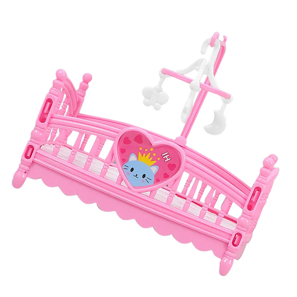 Miniature Bedroom Furniture Set Cartoon Bed Detailed Small Beds Mini House Accessories Baby Crib for Creative Learning Play