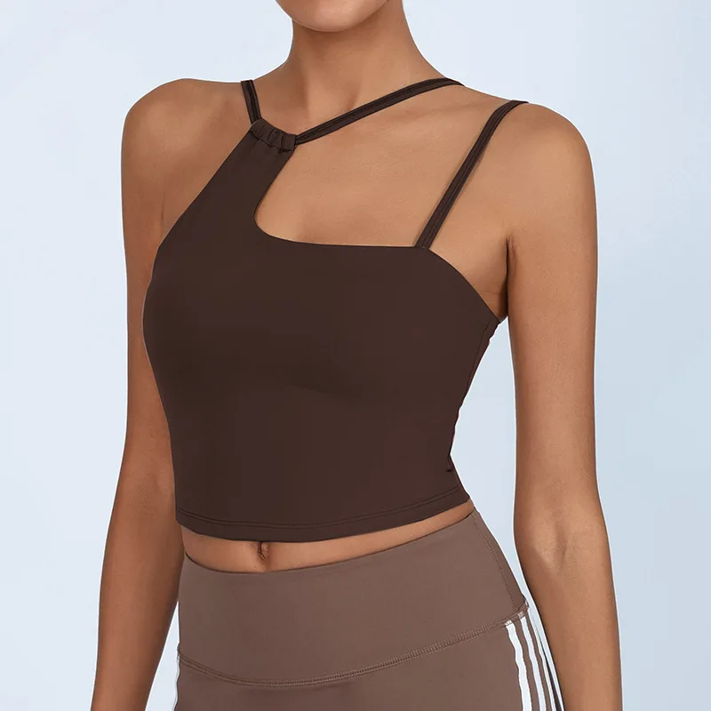 Sports and Fitness Vest Women's Chest Cushion Irregular Yoga Pilates Training Straps Top Sports Bra
