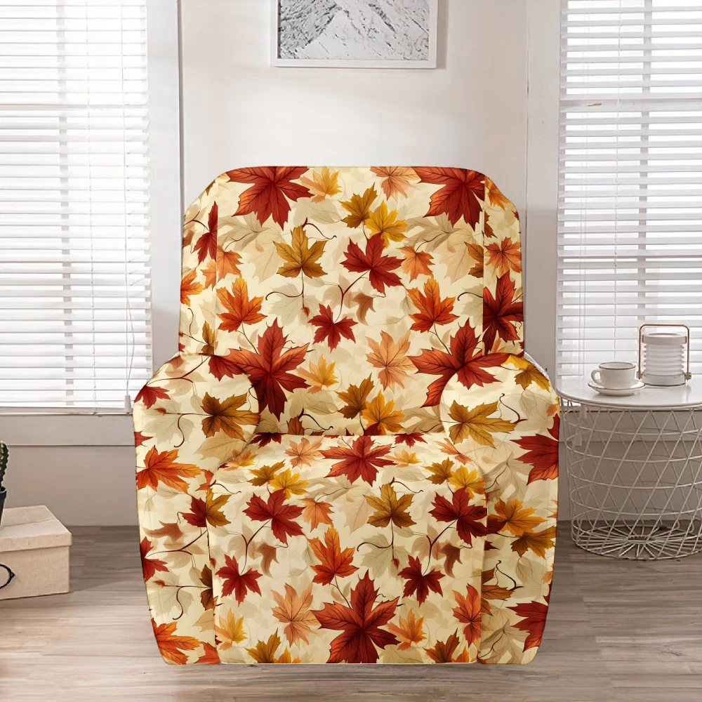 Autumn Maple Leaf Recliner Chair Cover Stretch Spandex Recliner Slipcover Fall Thanksgiving Living Room Decor