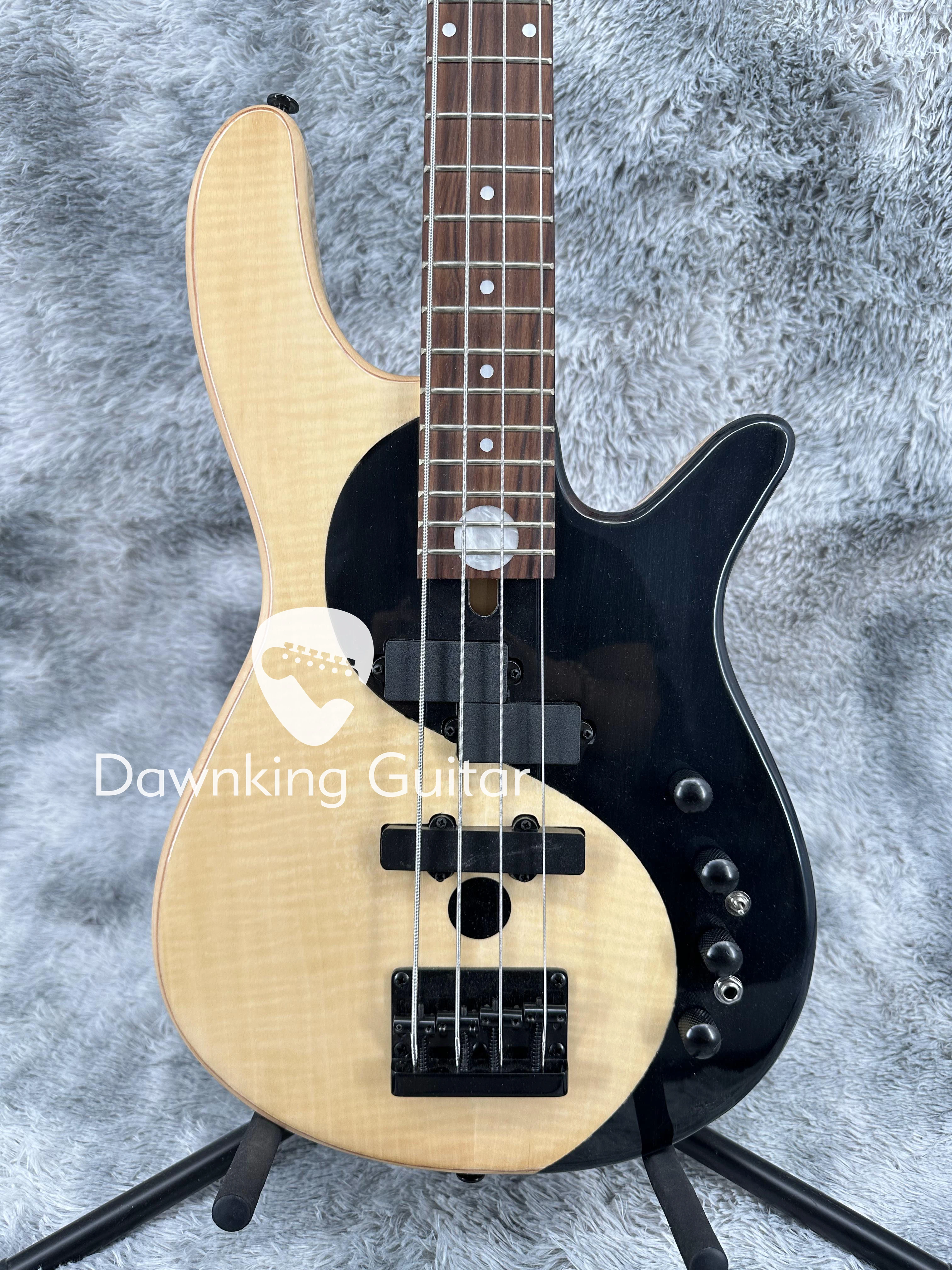 4-string natural wooden electric bass guitar maple wood board in stock, free shipping