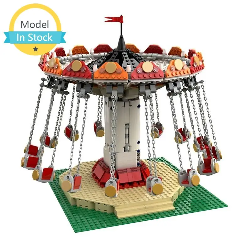 

MOC Amusement Park Carousel Building Block Model Ride-Swing Riding Playground Over-Long Car Bricks Decoration Kids Toys Gifts