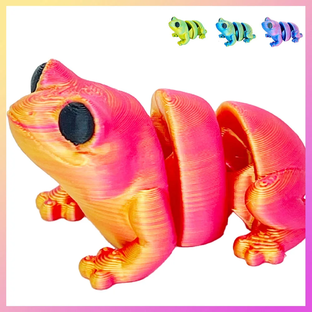 Figurines d'animaux de grenouilles imprimées en 3D, modèle multi-joint mobile, ornement décoratif, créativité de bureau, nouveauté, jouets cadeaux pour enfants