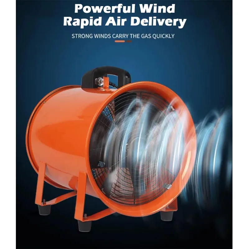 Kipas Aliran Aksial Portabel 24 inci 600mm 220v untuk Pertukaran Udara dan Pengeluaran Limbah Industri, Blower Kecepatan Tinggi, Kipas Saluran Kuat, Dapat Disesuaikan