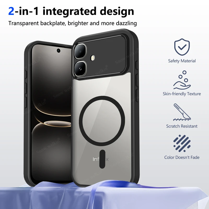 Magnetic Transparent Silicone Case for Infinix Smart 20 Smart10 4G PC Back TPU Bumper Shockproof Clear for Magsafe Cases Cover