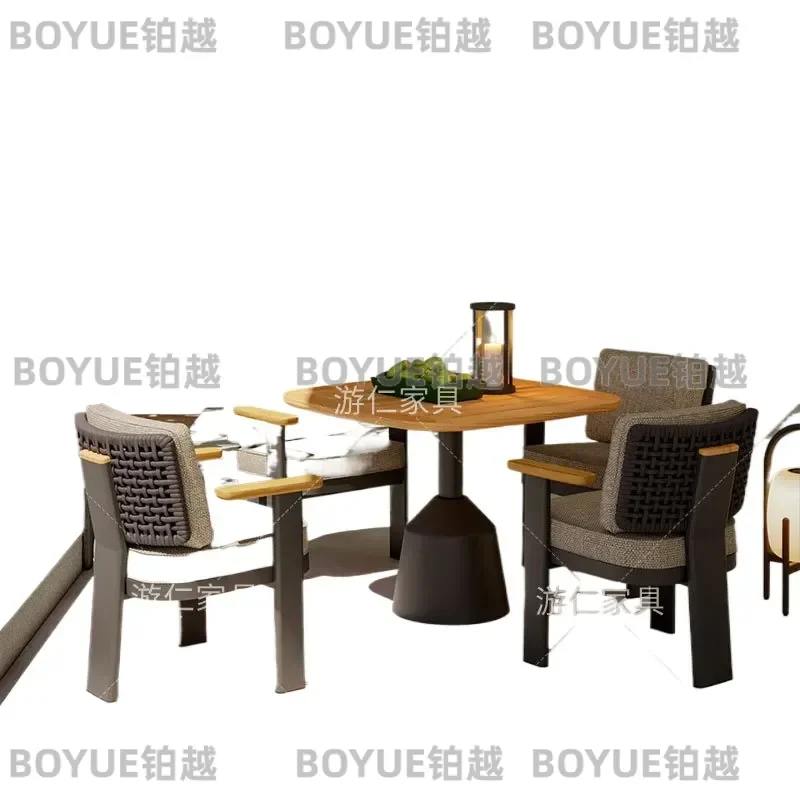 Outdoor Rattan Patio Furniture Set Wicker Garden Balcony Table and Chairs for Courtyard Villa Leisure Tea Drinking
