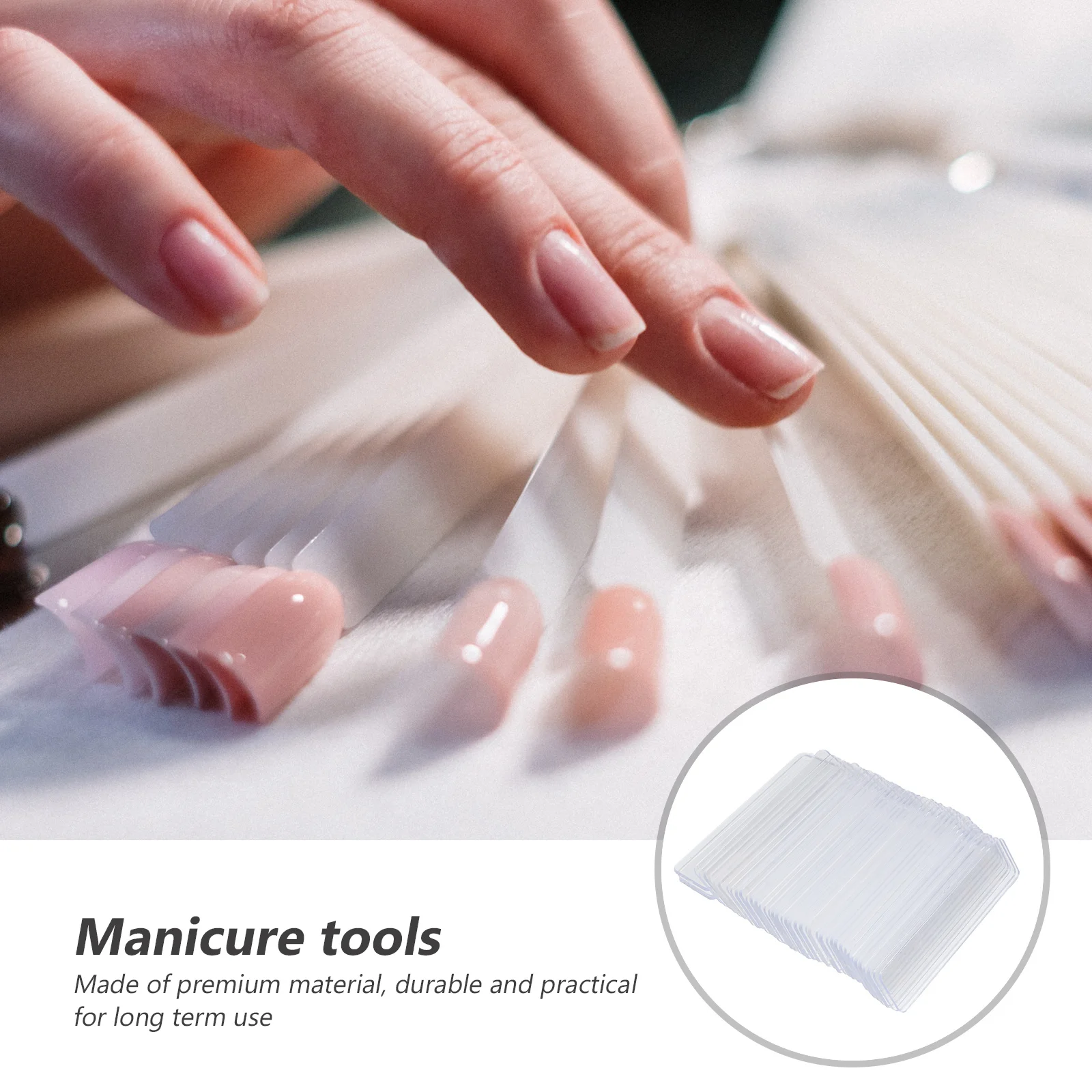 

100Pcs Premium Nail Art Display Stand Transparent Plate for Salon Practice School Home Use Lady Gift Plastic Tip Stand