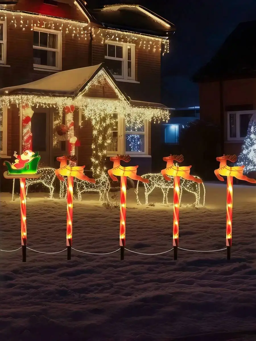 Moose Trailer Stake Lights, Christmas Stake Lights, Solar Lawn Lights, Waterproof For Outdoor Use, Outdoor Decoration, Perfect F