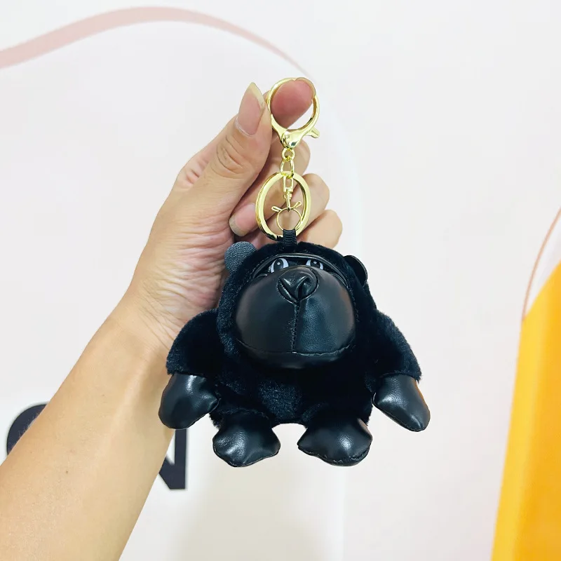 Kawaii Black Gorilla Plush Pendant Cute Cartoon Animal Soft Plush Stuffed Keychain Backpack Keychain Decoration Car Key Charms