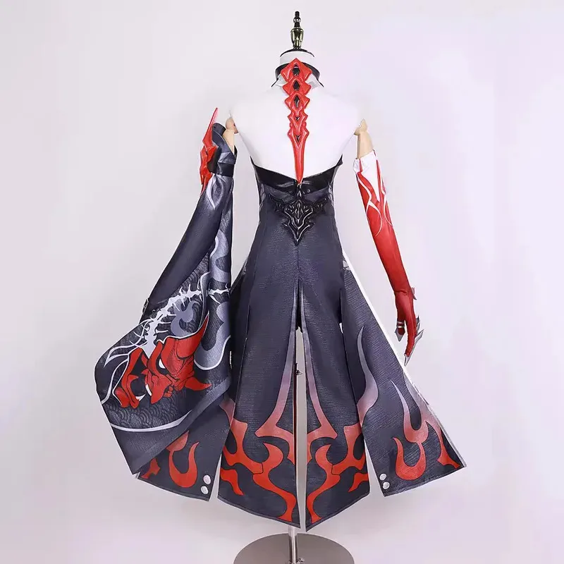 Acheron تأثيري خادمة الفرنسية زي هونكاي ستار السكك الحديدية كرنفال موحدة شعر مستعار أنيمي هالوين ازياء الرجال لعبة