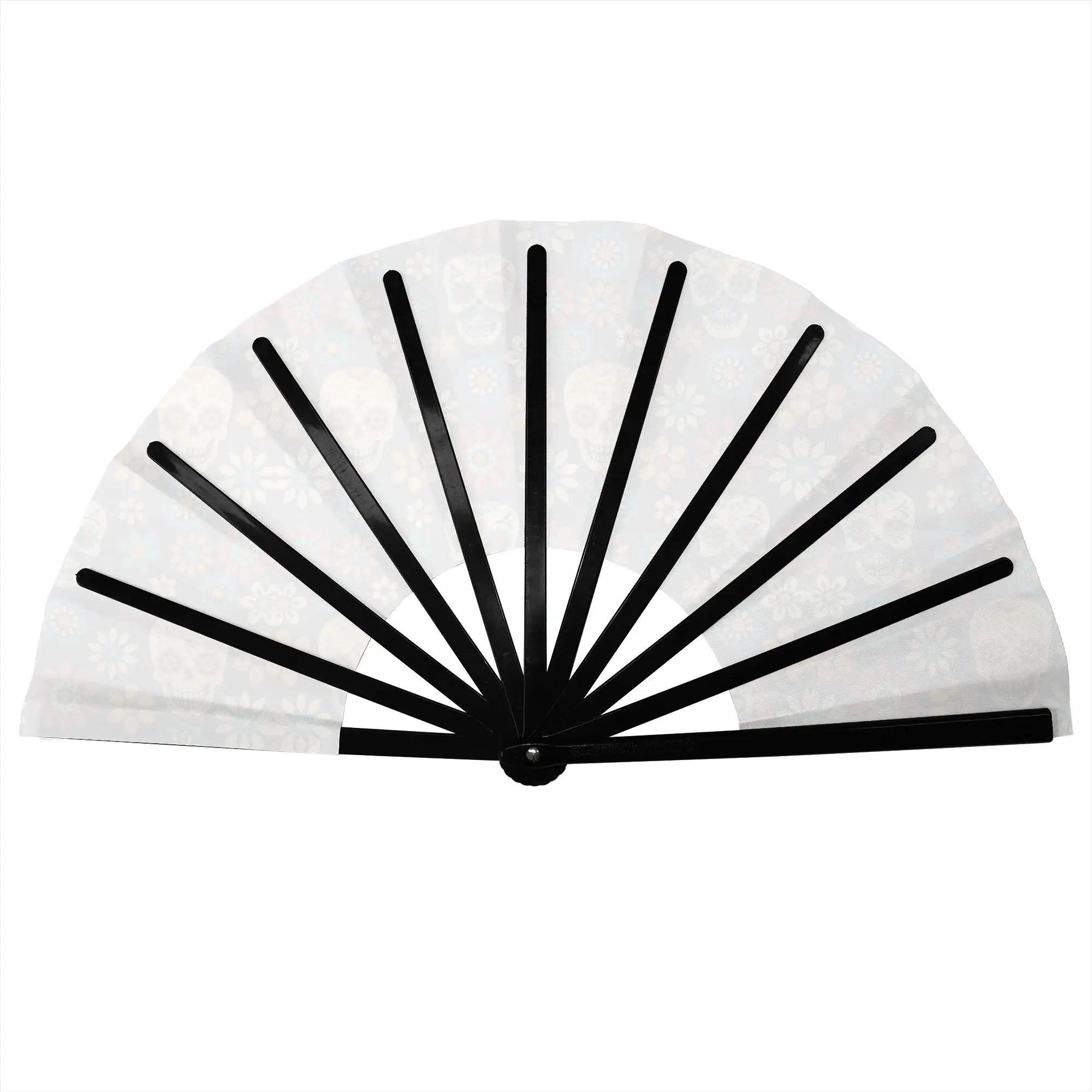 Day Of The Dead Pattern Traditional Folding Fan Sugar Skull Santa Muerte High-Quality Fans Gift Exquisite Decorative Hand Fan