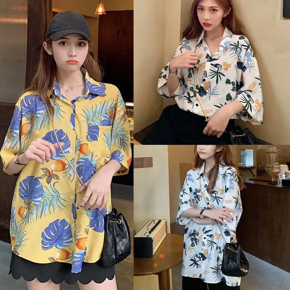 Summer Beach Style Vacation Short-sleeved Floral Shirt For Women Super Fairy Style Beach Floral Shirt Retro Hong Style Z4I3