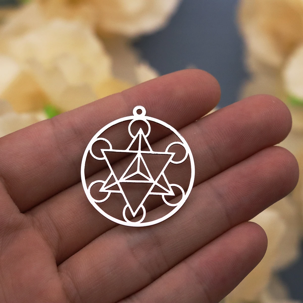 3pcs Stainless Steel Merkaba Circle Charm Star Tetrahedron Sacred Geometry Pendant For DIY Earrings Necklace Jewelry Making
