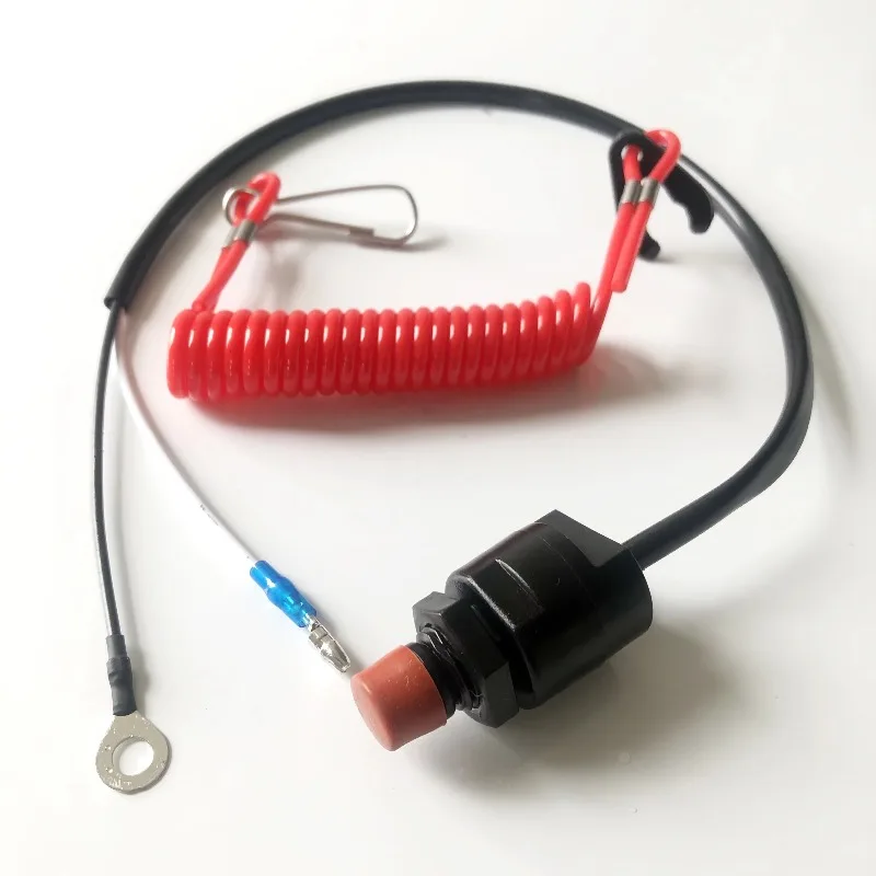Outboard Motor Kill Stop Switch With Safety Tether Lanyard Boat Engine Emergency Cut Off Replacement Part