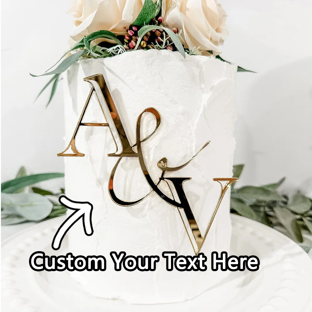 1PC Custom PMMA Cake Topper - Personalized Name Metallic Gloss Accessory | Laser Engraved Elegant Unique Gift for Celebrations