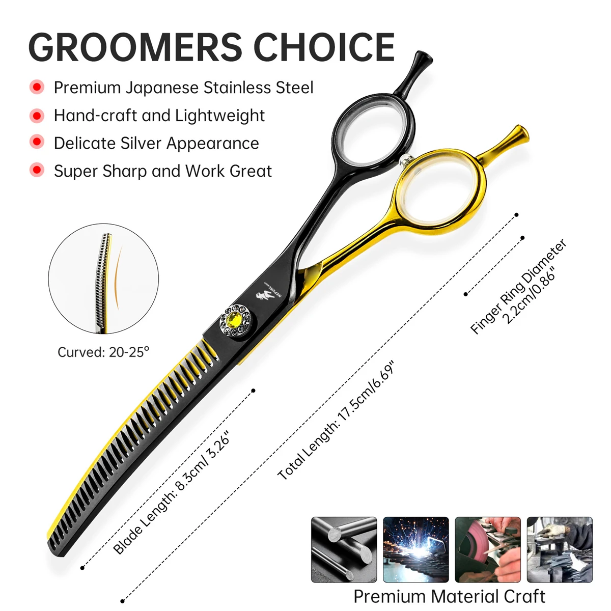 Ножницы для ухода за собаками, – обзор и цена Professional Pet Grooming Scissors Curved