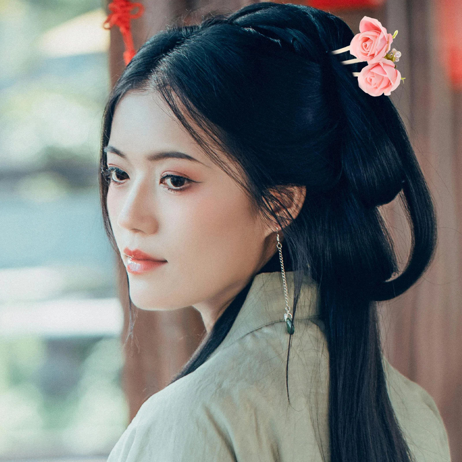 

3 Pcs New Chinese Hairpin Flower Chopsticks Vintage Asian Accessories Retro Hairpins Plastic Bun Traditional Style Headdress