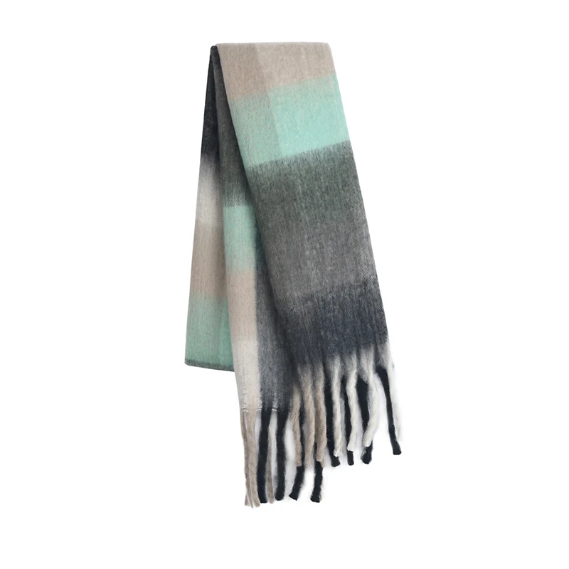 Women Winter Scarf Thick Cashmere Warm Shawls Wraps Long Tassel Pashmina Blanket Rainbow Hairy Echarpe Stoles 2022 New