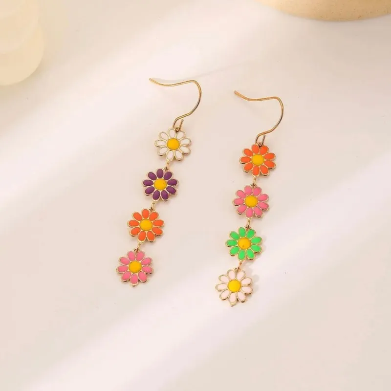 Creative Multicolor Daisy Women's Earrings Flower Linked Ac…