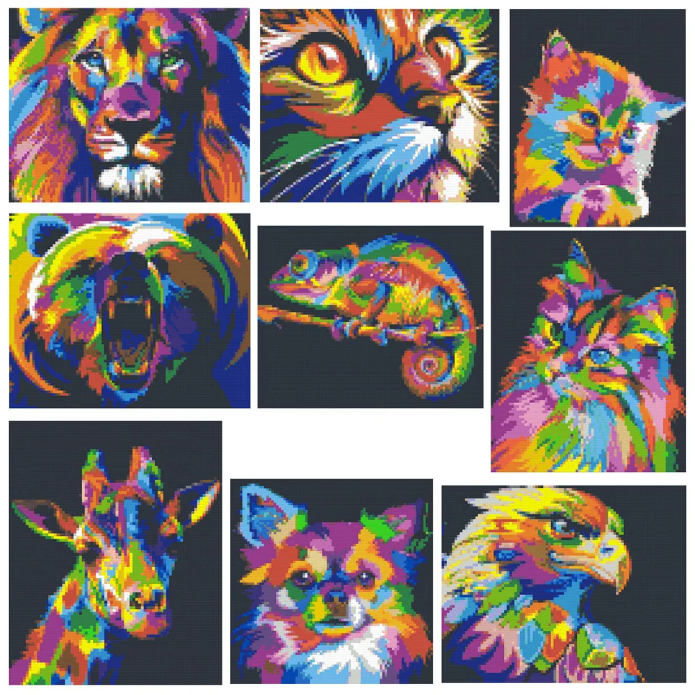 

New Mosaic Painting Animals Lion Cat Building Block 3D DIY Home Decoration Wall Art Painting Pixel Art Ideas Pop Decoration Gift