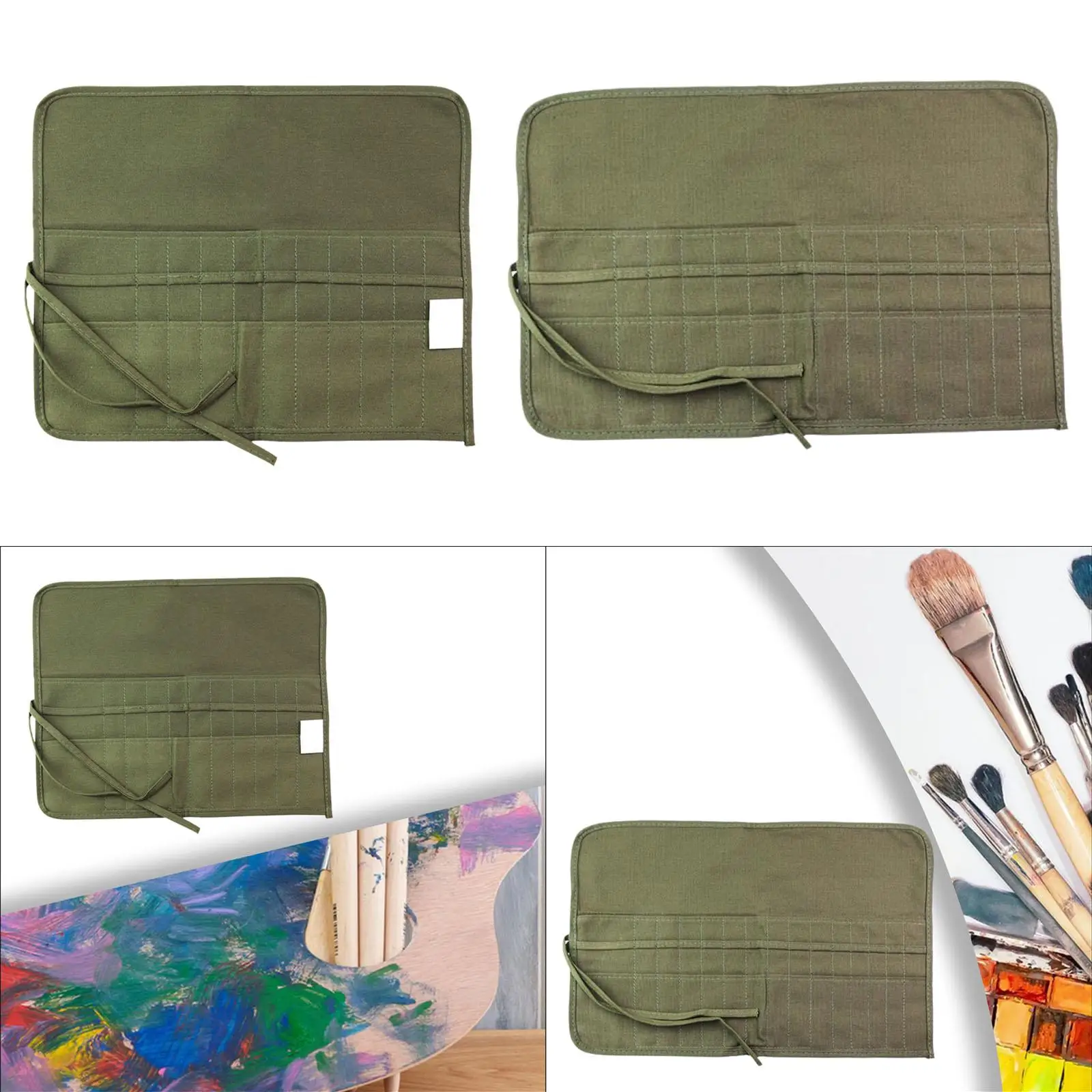 Imagem -03 - Portable Canvas Art Paint Brush Holder Roll-up Pencil Case Brush Pouch Slot Bolsos Carry Pouch para Artistas Proteger Art Supply