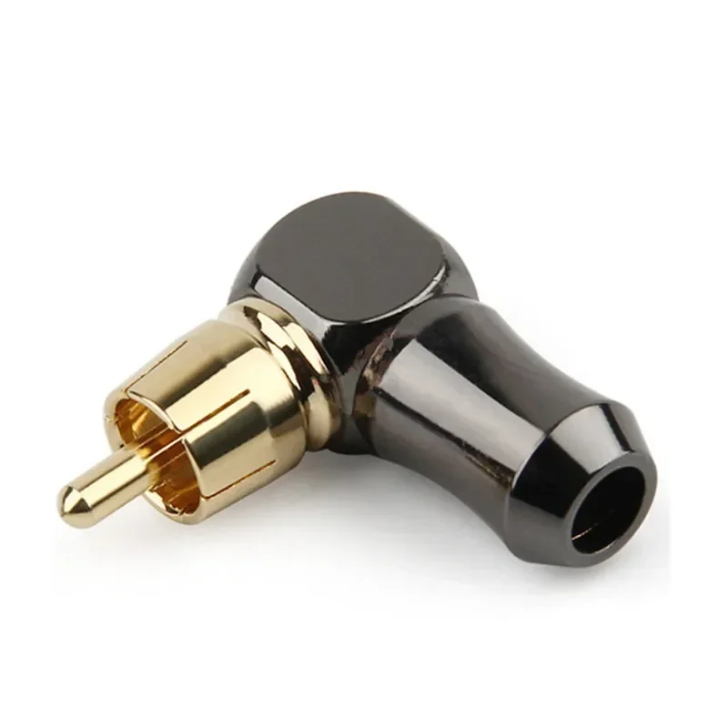 RCA Plug Connector 90 Degree Male Curved Right Angle Elbow Converter Gold Plated Solder For 6.2mm Speaker Wire Audio Jack