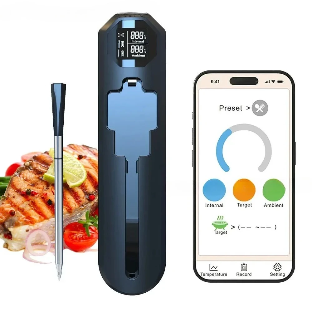 

2025 New Dual-Probe Ceramic Kitchen Thermometer-IP67 Waterproof,Digital Display,Wireless Bluetooth,for Oven,Meat Cooking & BBQ