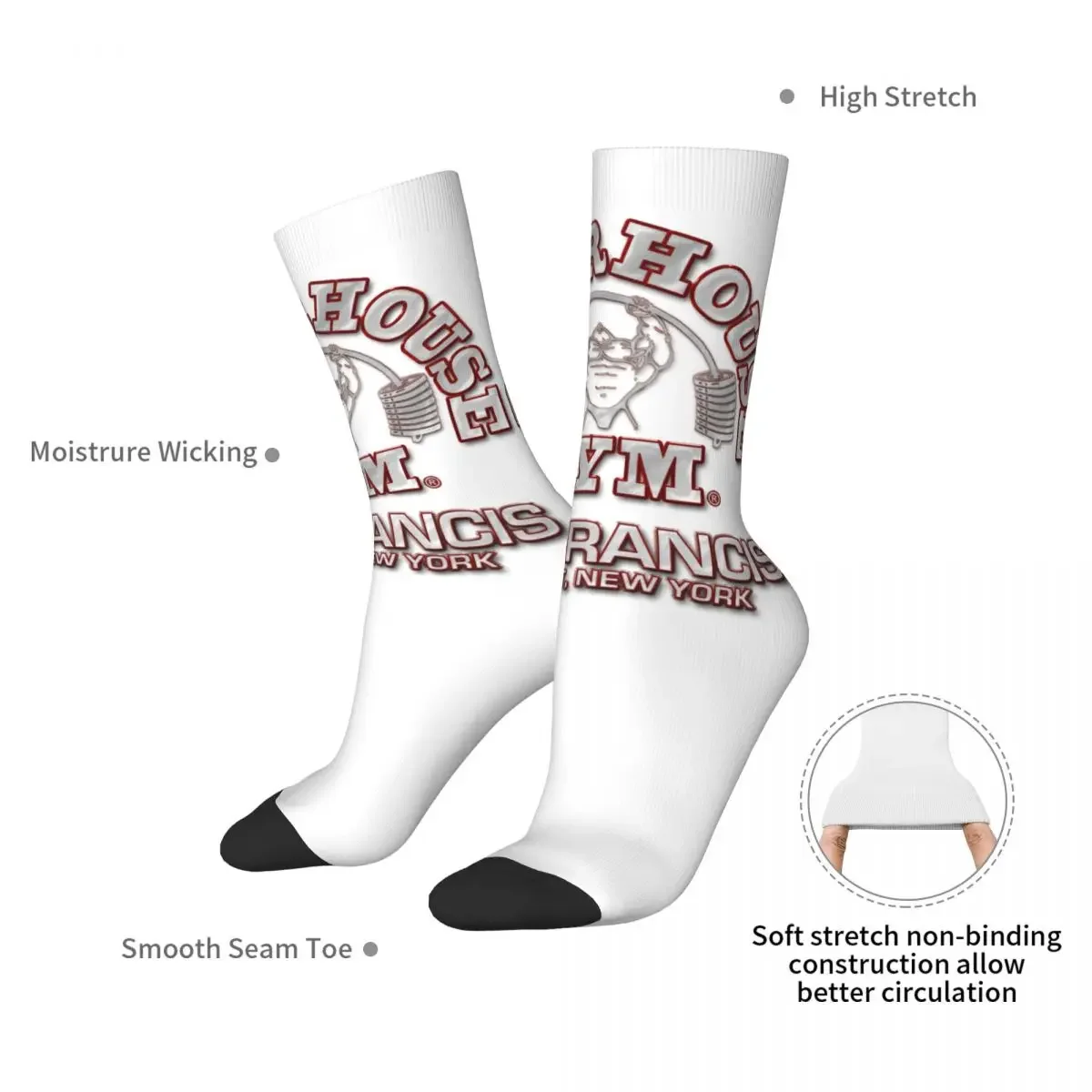 Powerhouse Gym Motivation Socks Harajuku High Quality Stockings All Season Long Socks Accessories for Man's Woman's Gifts