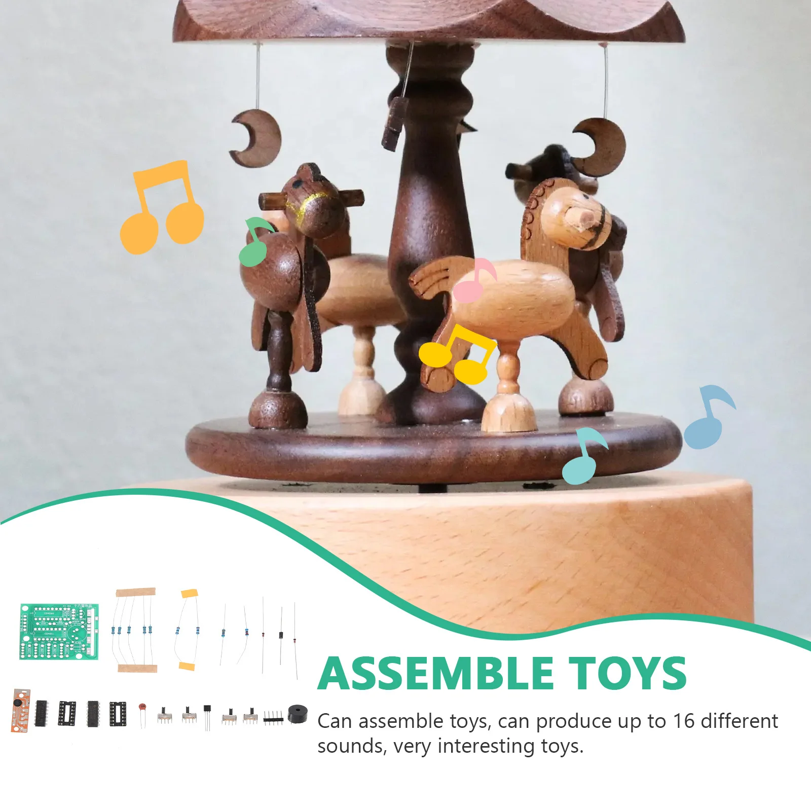 

Набор для самостоятельной сборки музыкальной шкатулки (16 мелодий) с печатными платами, электронными компонентами, USB-кабелем, блоком питания и инструментами для пайки