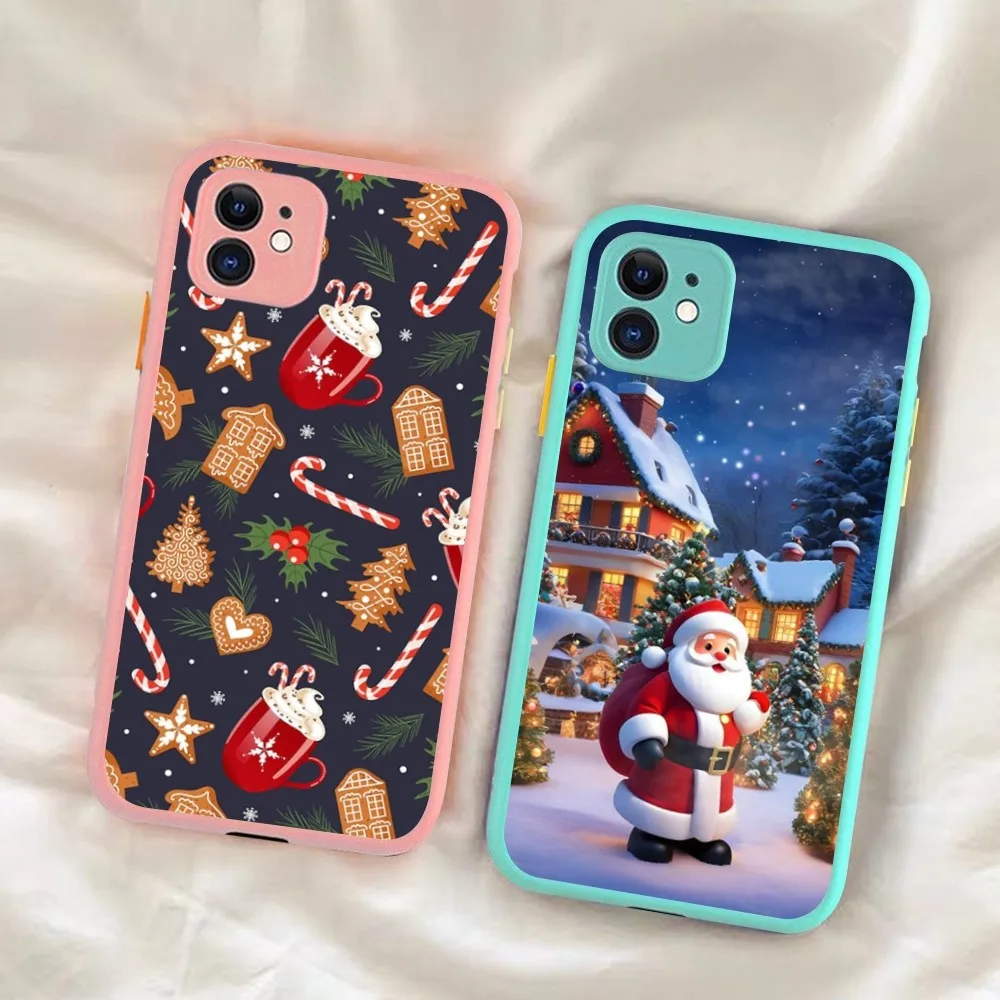 

Christmas New Year Phone Case For IPhone 14 11 12 13 Mini Pro Max 8 7 Plus X XR XS MAX Translucent Matte Cover