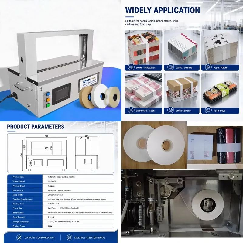 Automatic Small Currency Banknote Binding Machine for Paper and Cash Strapping Device Compact Bill Binder Tool
