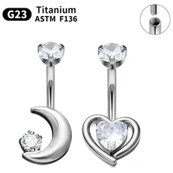 G23 Titanium Sexy Belly Button Ring Piercing Body Jewelry For Women Round Heart Shape Zircon Piercing High Quality Popular